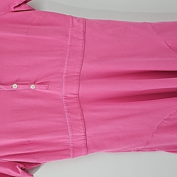 Eshakti Pink Fit & Flare Cap Sleeve Dress w 3-Button Front & Side Pockets - Picture 7 of 15